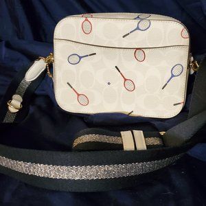 COACH Women's Mini Camera Crossbody Bag In Signature Canvas With Racquet Print